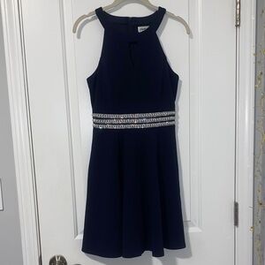 Emerald Sundae Navy Dress with Glittering Waistband